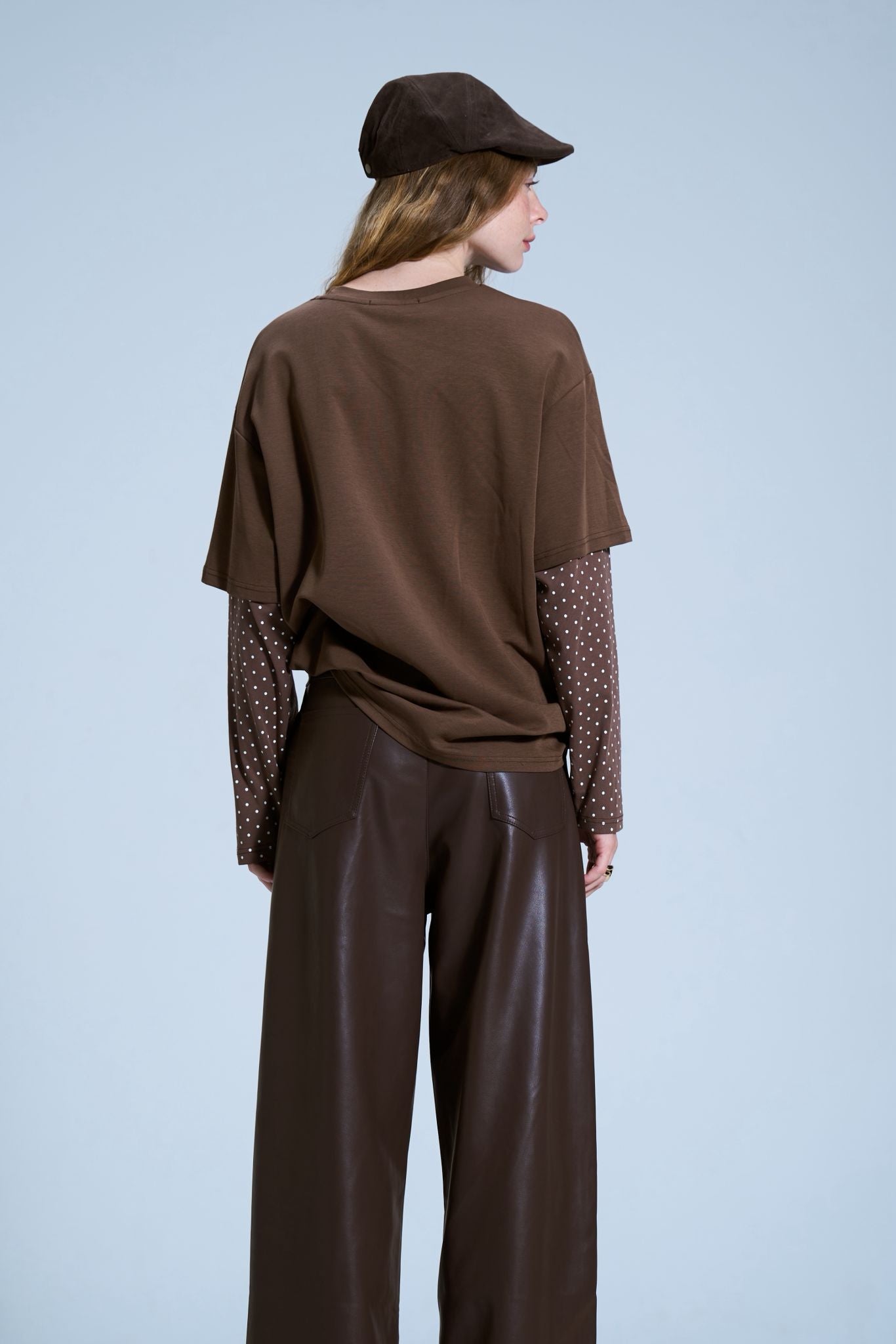 מכנס דמוי עור מייסון חום